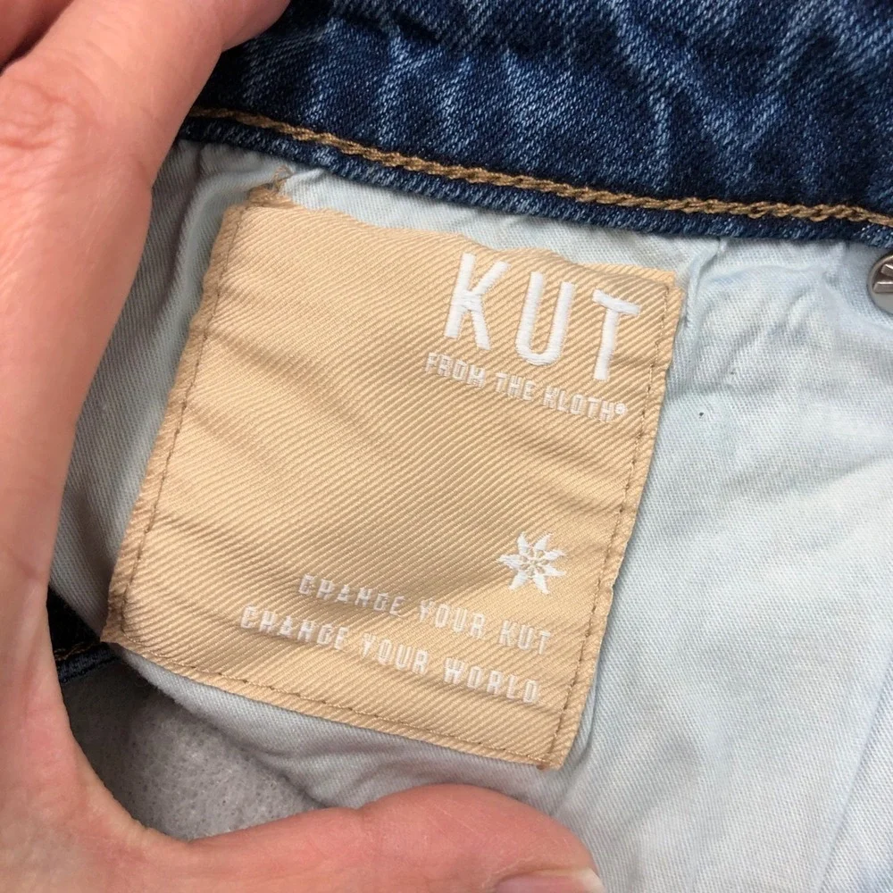 Kut From The‎ Kloth Jane High Rise Shorts Womens 12 Blue Denim Roll Hem Festival